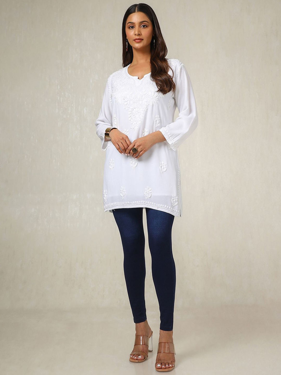 

Soch Cotton Mid-Rise Ankle-Length Leggings, Navy blue