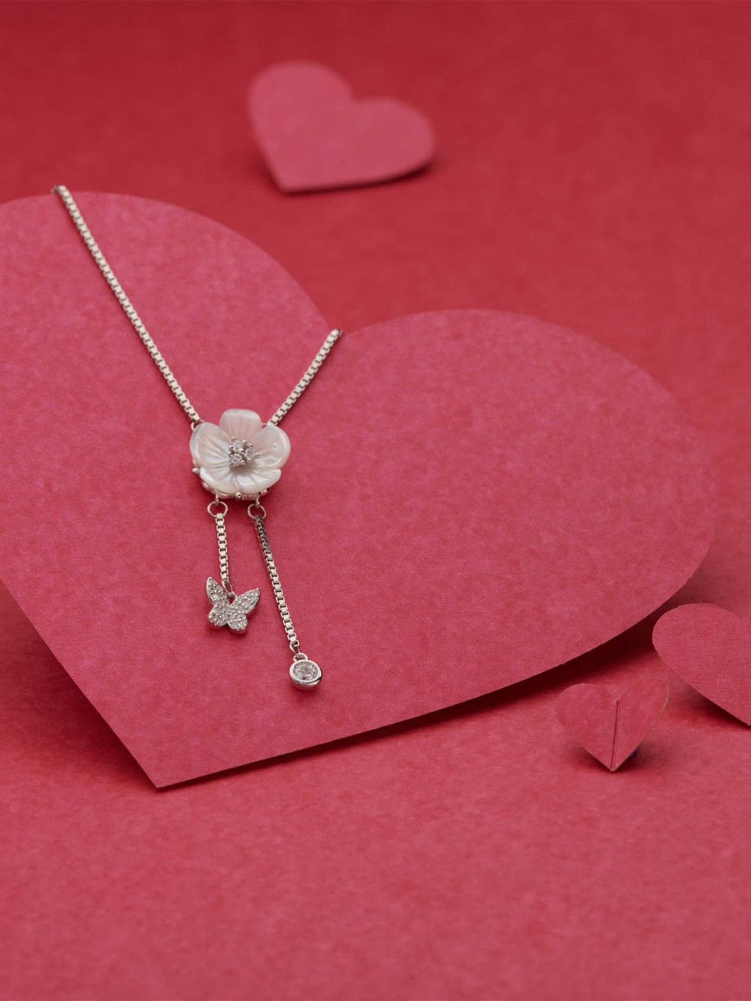 

Gargi by P. N. Gadgil & Sons 925 Sterling Silver Artificial Stones Pendants with Chains