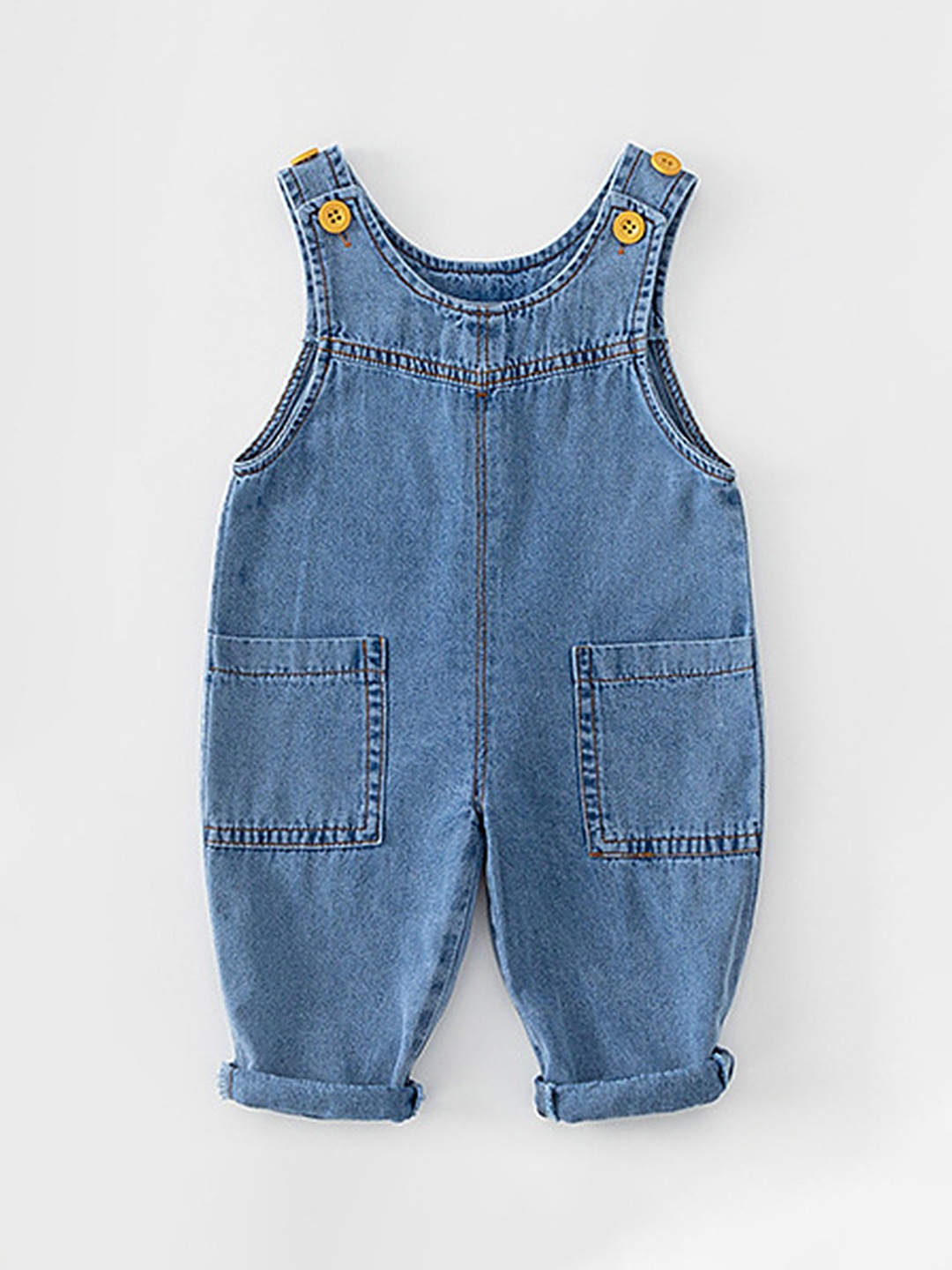 

LULU & SKY Boys Slim Fit Patch Pocket Dungaree, Blue