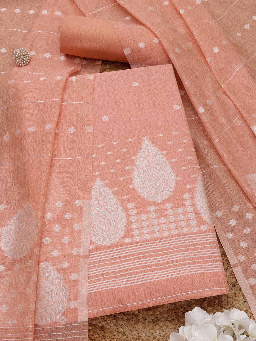 

Soch Unstitched Dress Material, Peach