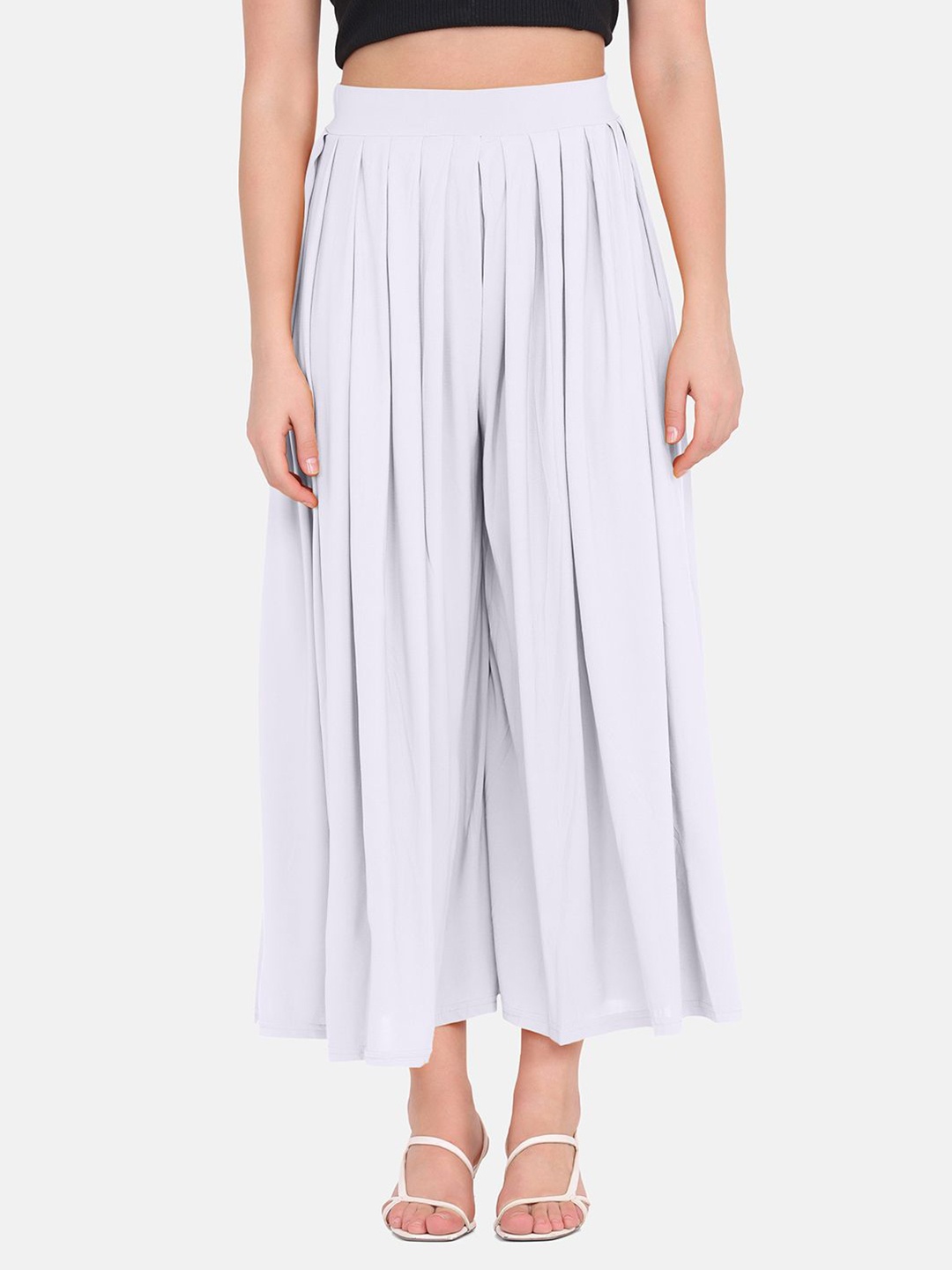 

DIMPY GARMENTS Women Flared Palazzos, White