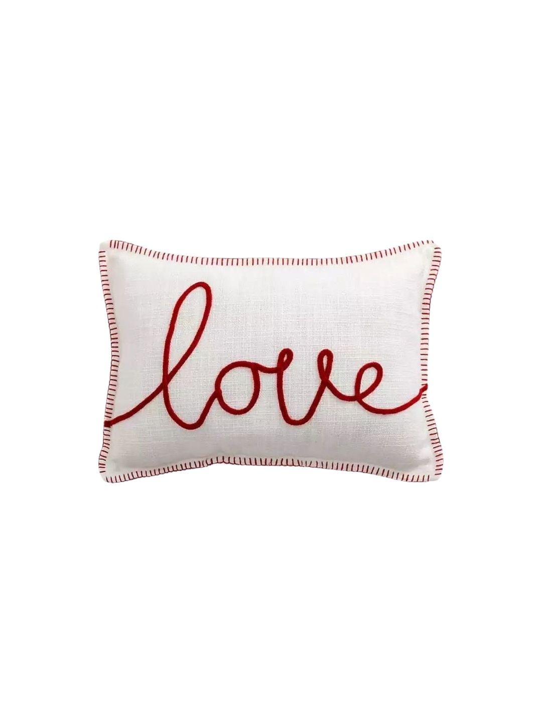 

THROWPILLOW White & Red Love Embellished Valentine Rectangle Cushion Cover