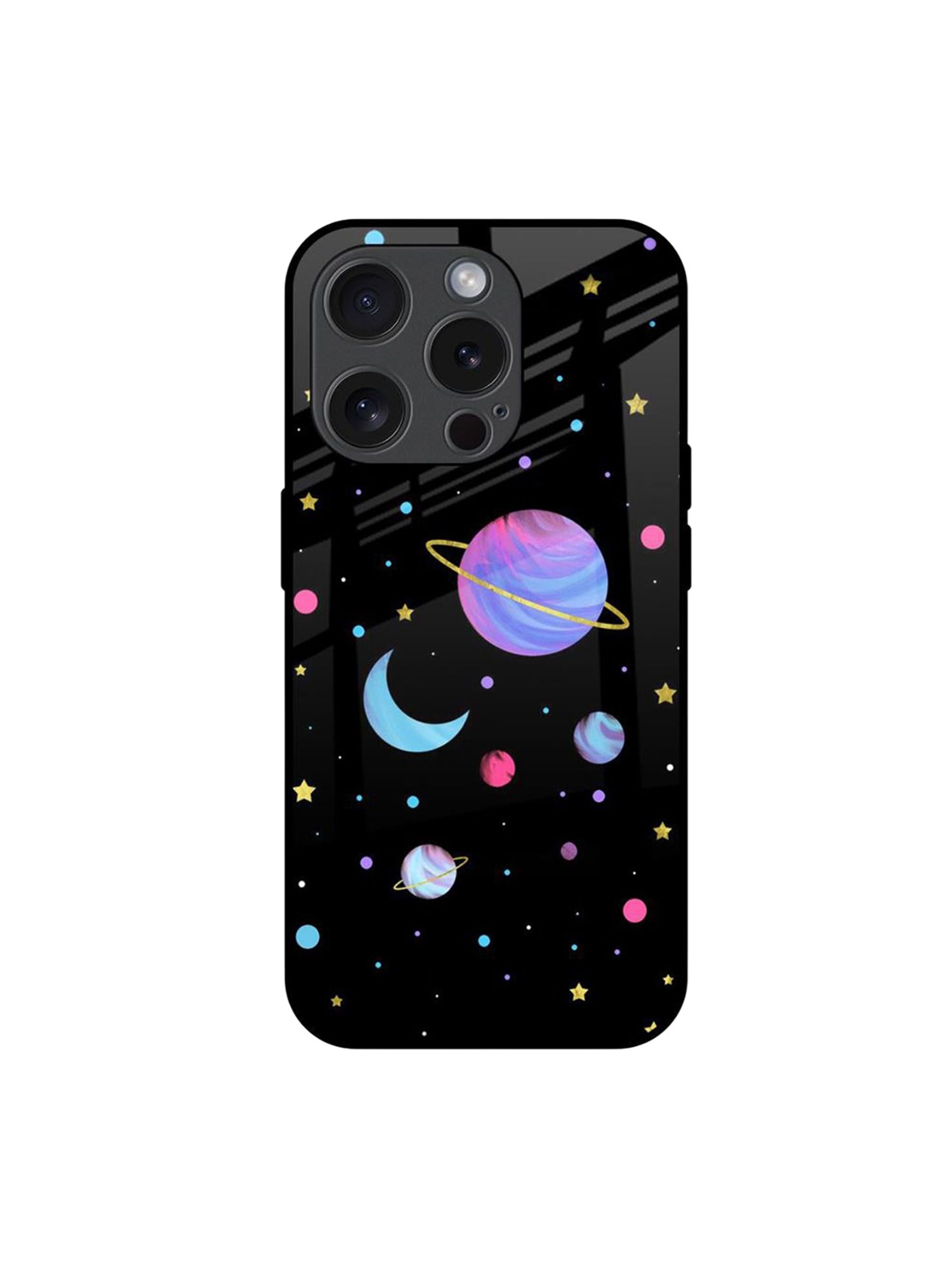 

QRIOH Quirky Printed iPhone 15 Pro Back Case Mobile Accessories, Black