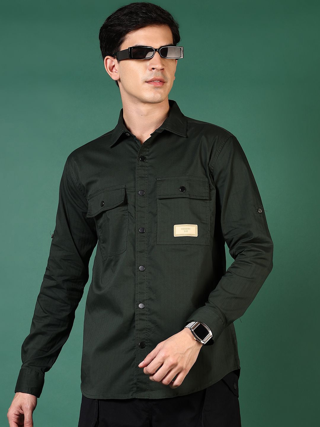 

V-Mart Men Opaque Casual Shirt, Green