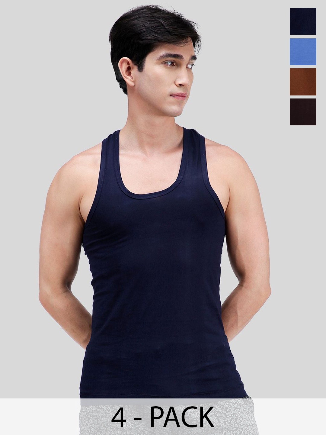 

AMUL COMFY Pack Of 4 Pure Cotton Undershirt Innerwear Vests AC-CVESTRN-LB-NY-AF-CB-XS-4PC, Blue