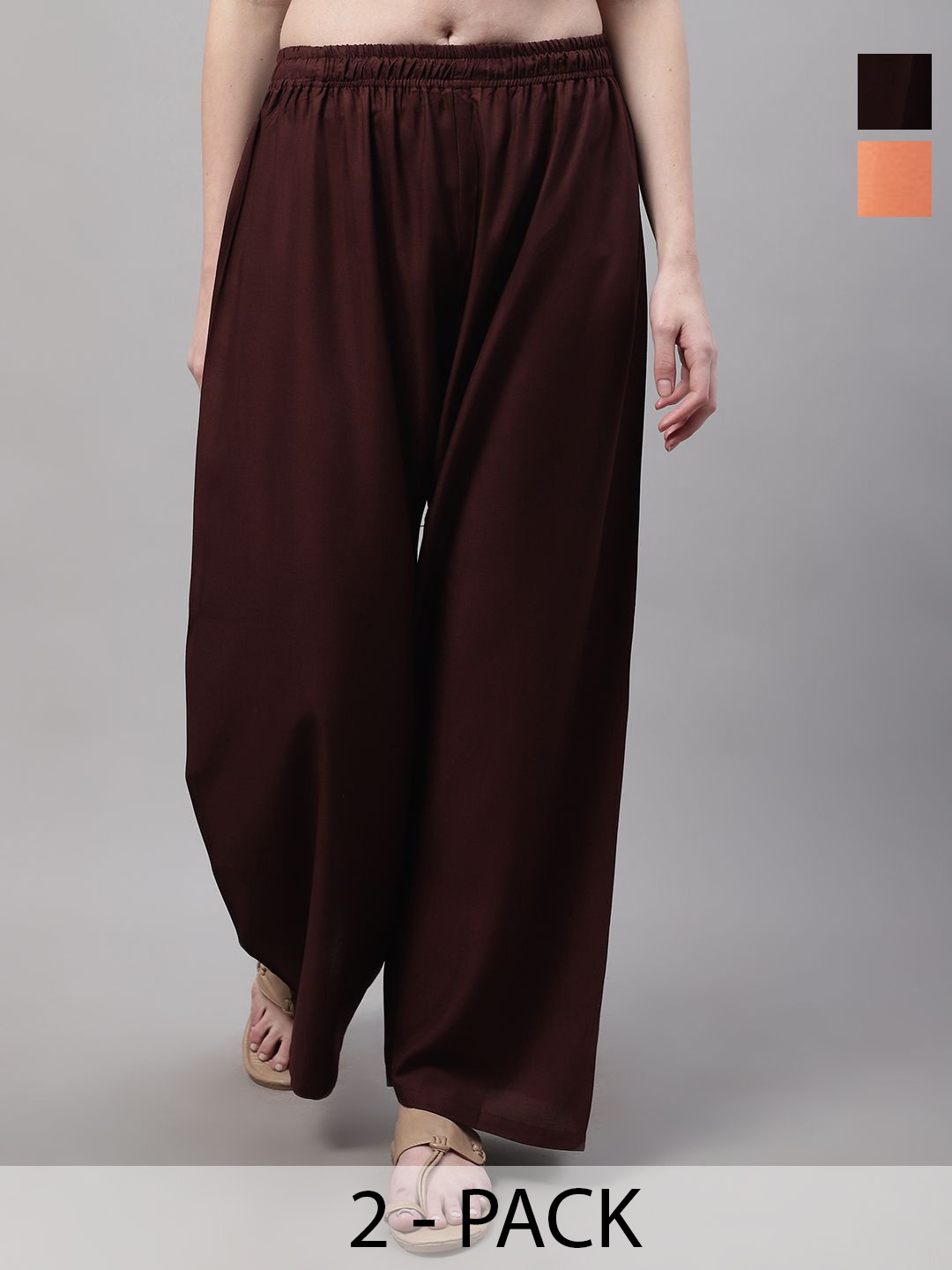 

Valles365 by S.C. Women 2 Flared Palazzos, Brown