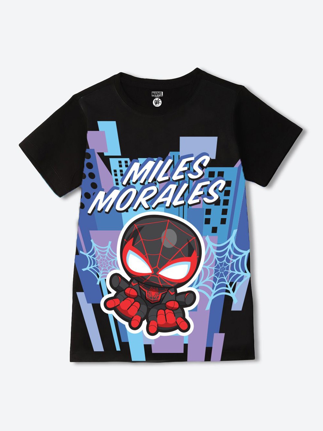 

YK Marvel Boys Spider-Man Graphic Printed Round Neck Regular Fit Cotton T-shirt, Black