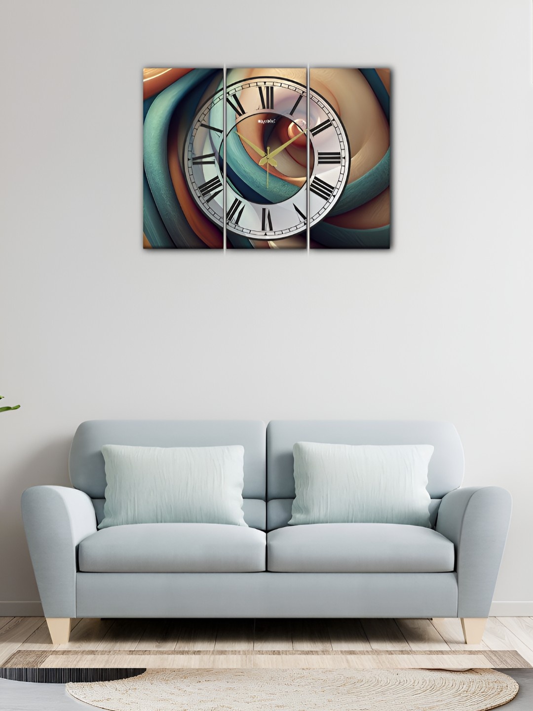 

OLIVE TREE Blue And Beige Printed Analogue Vintage Wood Wall Clock