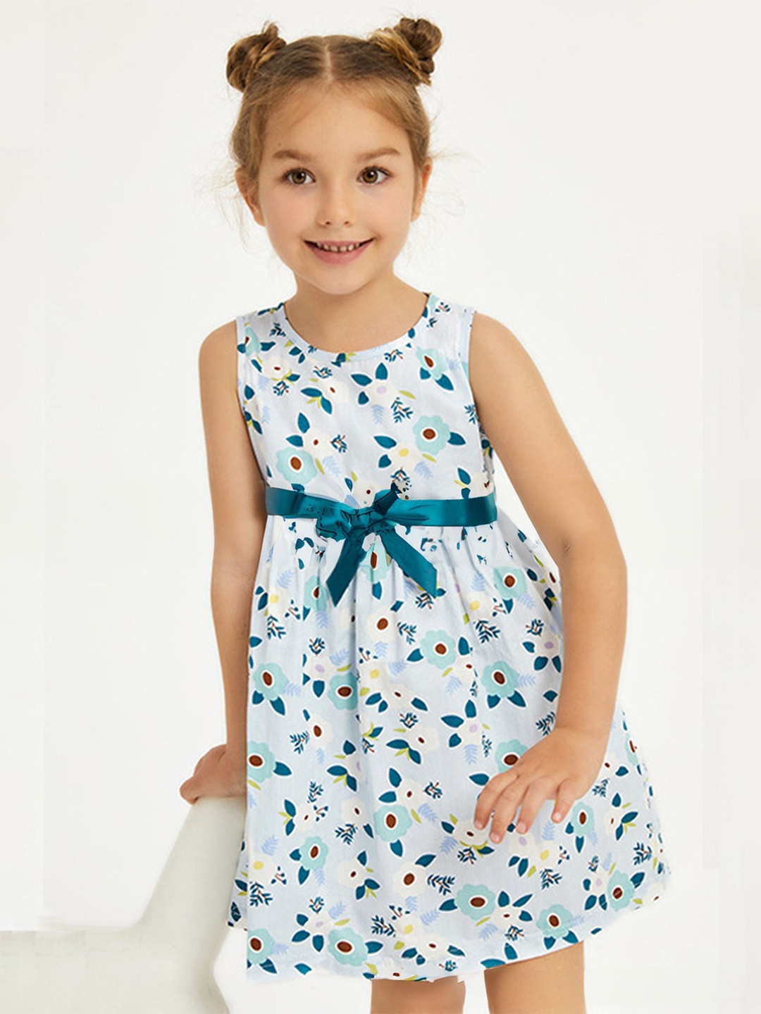 

LULU & SKY Girls Printed Fit & Flare Dress, Blue