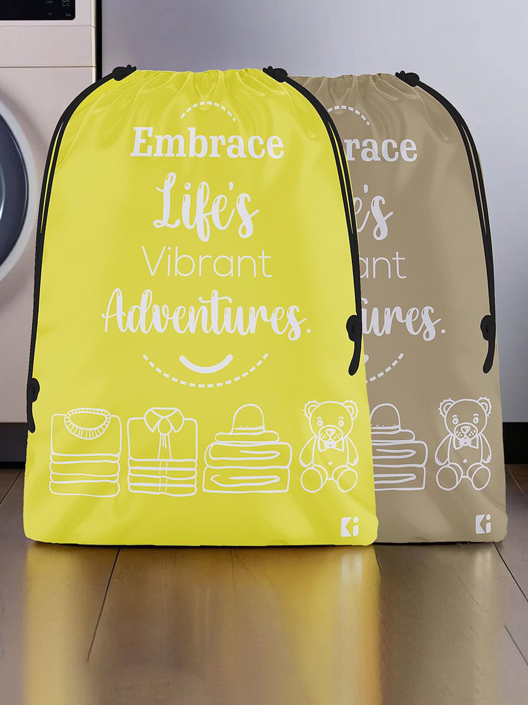 

Kuber Industries Yellow 2 Pieces Printed Multi-Utility Organisers