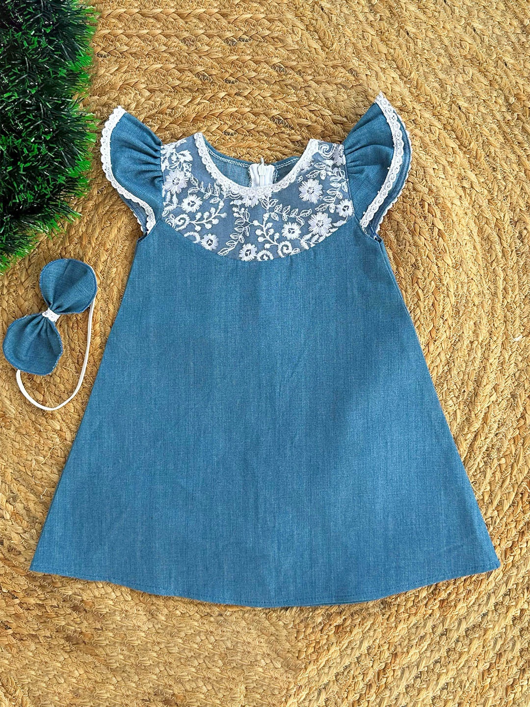 

STANWELLS KIDS Embroidered A-Line Dress, Blue