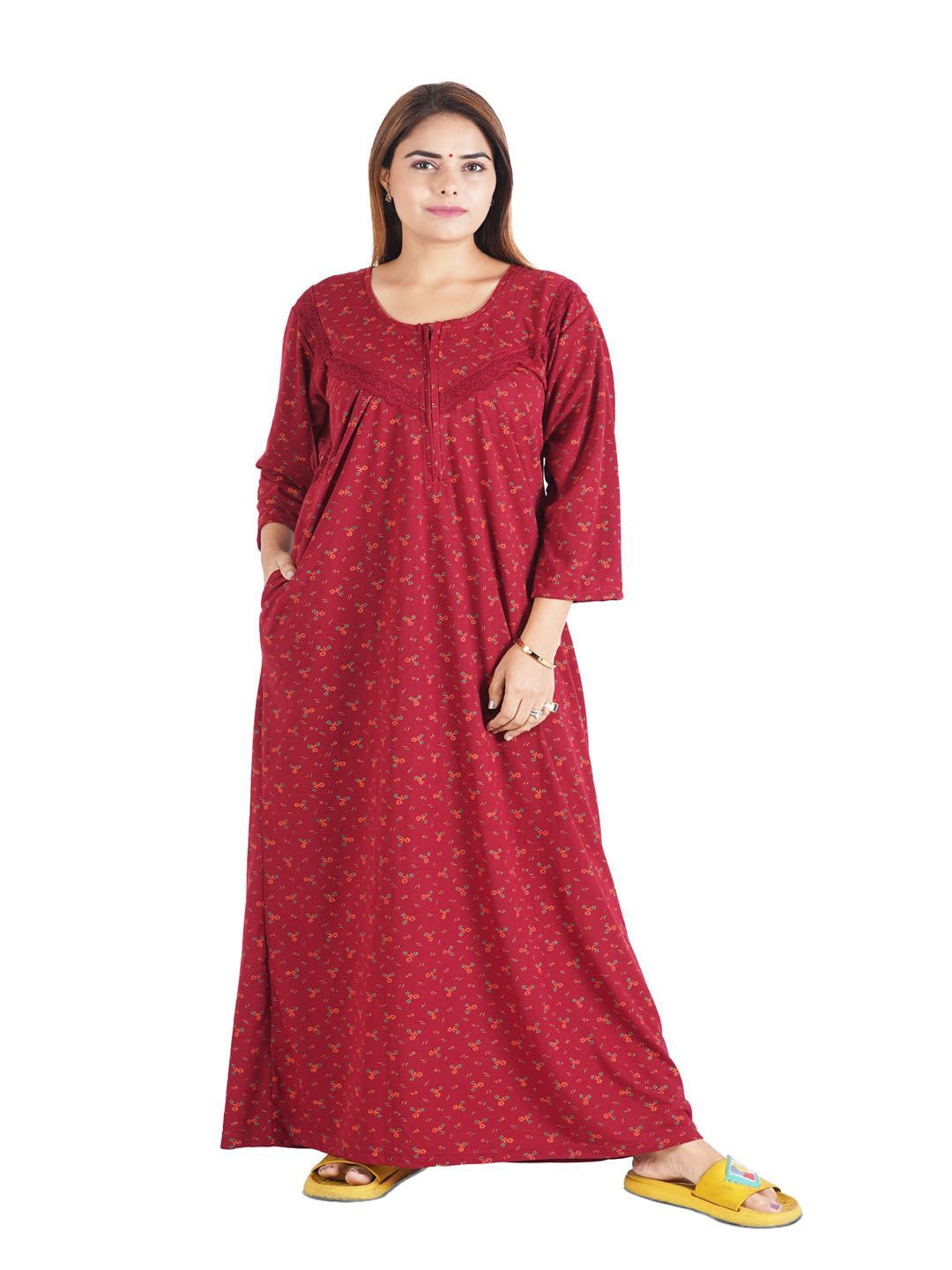 

CHUI MUI Printed Maxi Nightdress, Maroon
