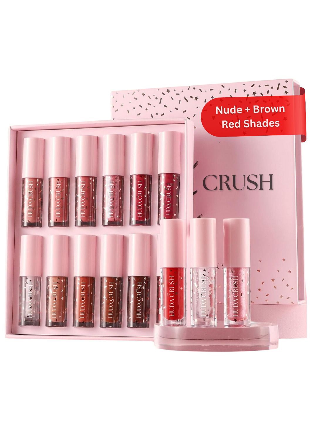 

Huda crush Set Of 12 Matte Velvet Mini Liquid Lipsticks - 2 ml Each, Beige