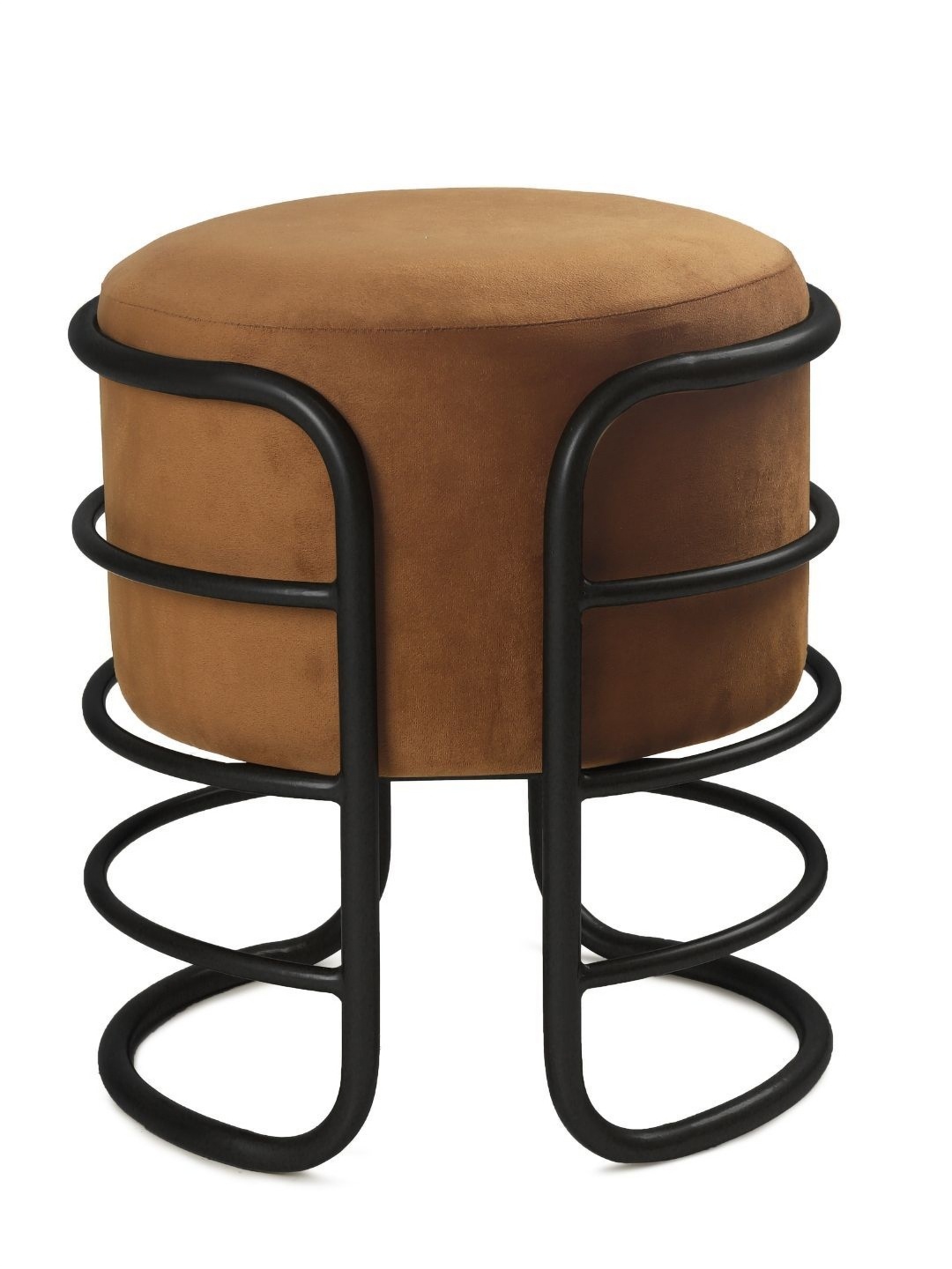 

Blck Homes Oliver Pouffe Brown & Black Velvet & Metal Round Without Storage Ottoman