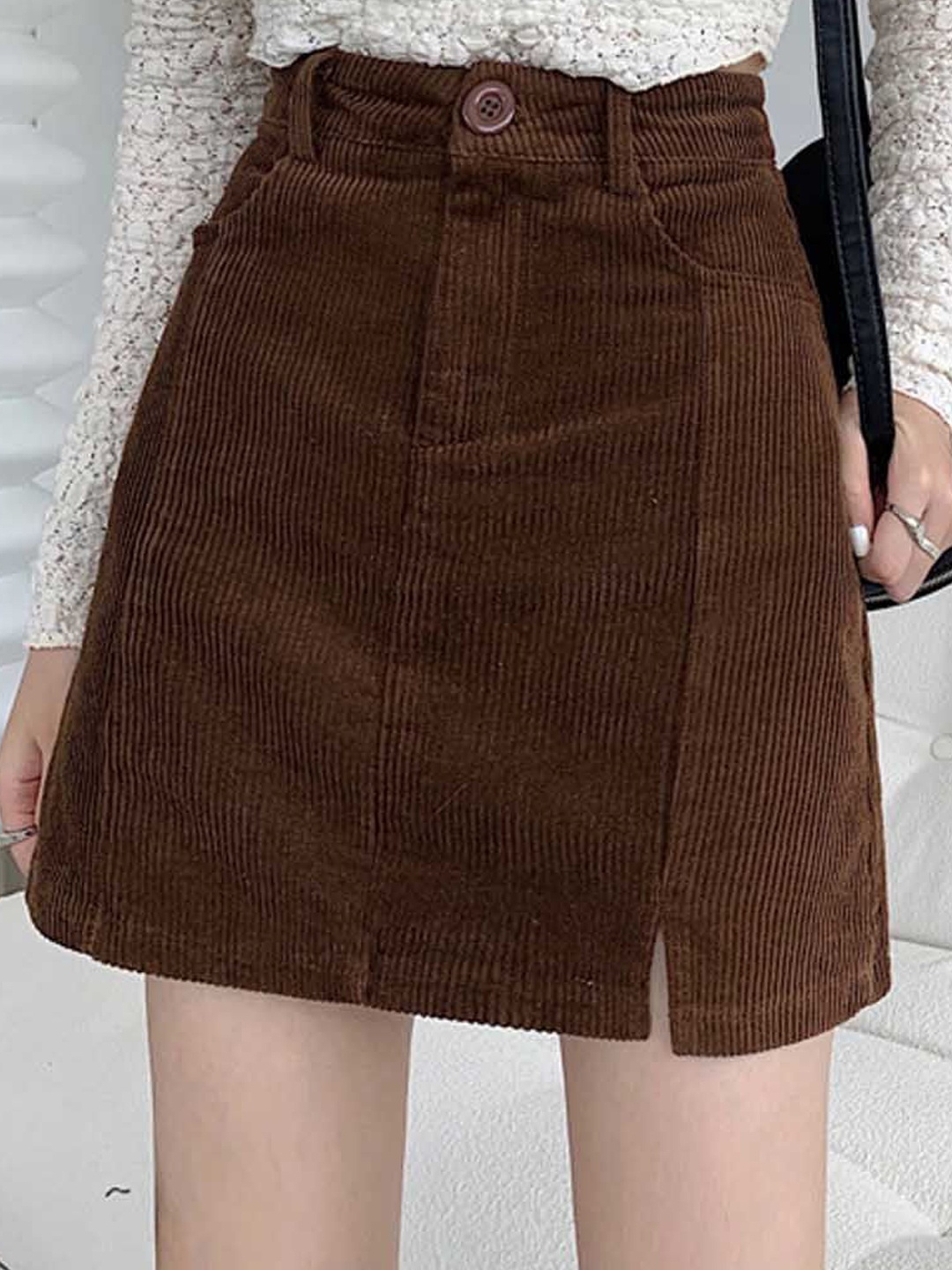 

StyleCast Straight Mini Skirt, Brown