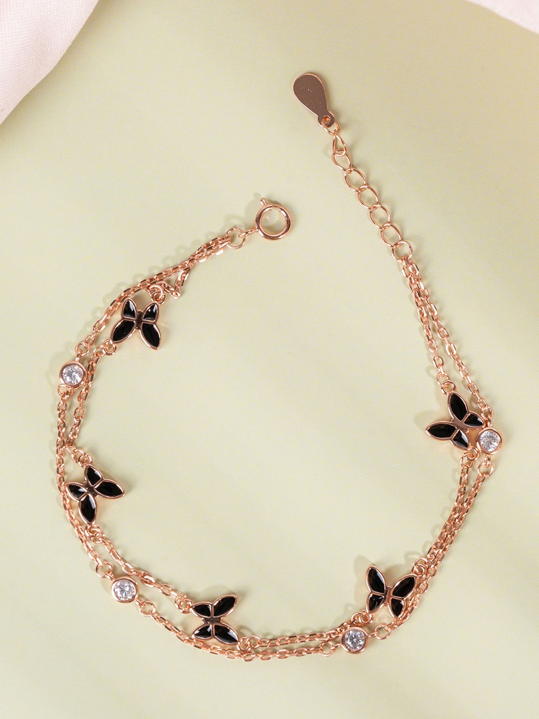 

GLYTERS Women Sterling Silver Rose Gold-Plated Multistrand Bracelet
