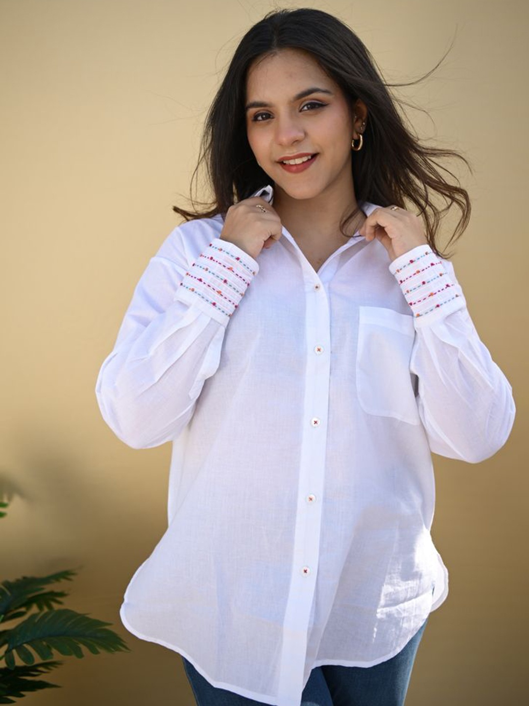 

Amaya Cotton Shirt Style Top, White