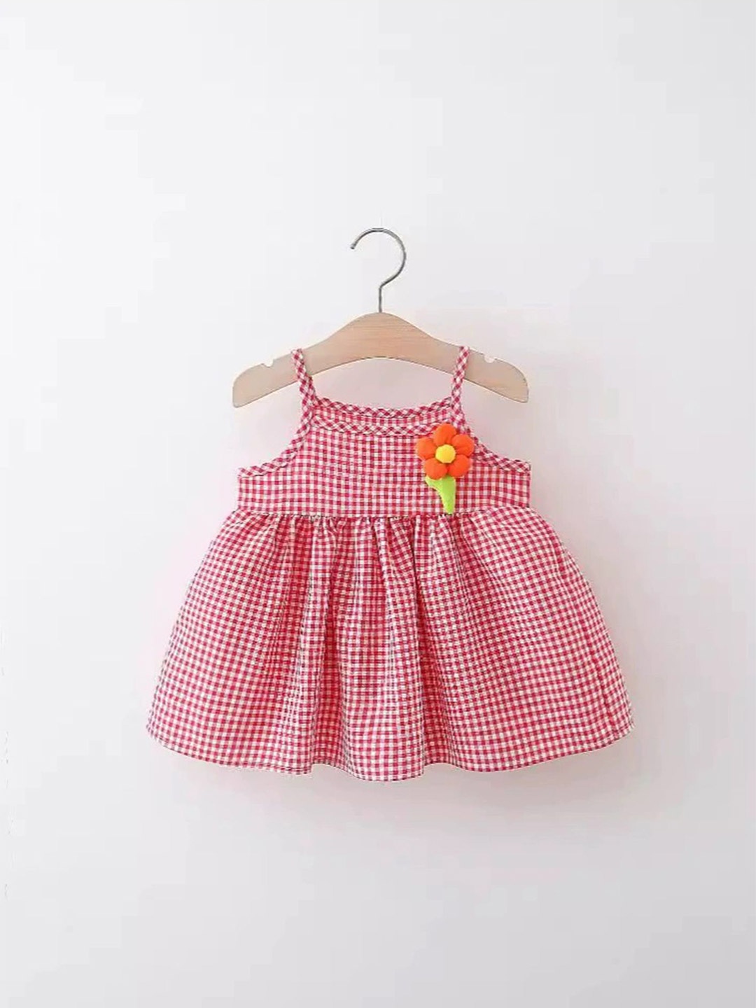 

LULU & SKY Girls Checked Fit and Flare Above Knee Dress, Red