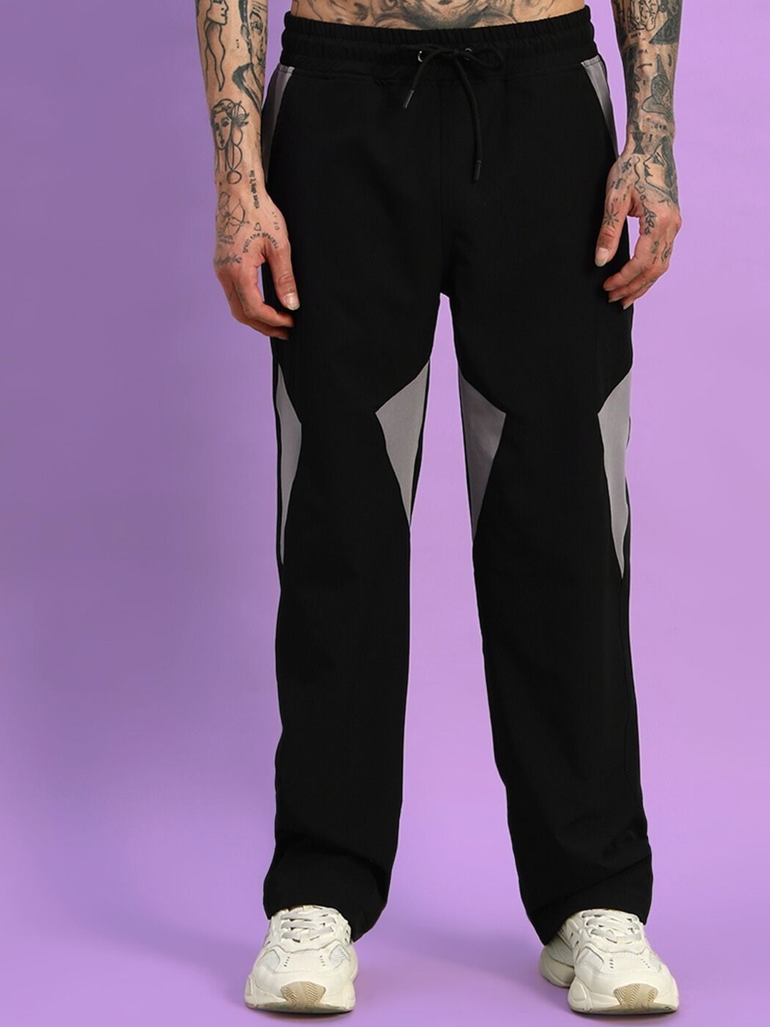 

WEARDUDS Men Cotton Relaxed-Fit Track Pants, Black