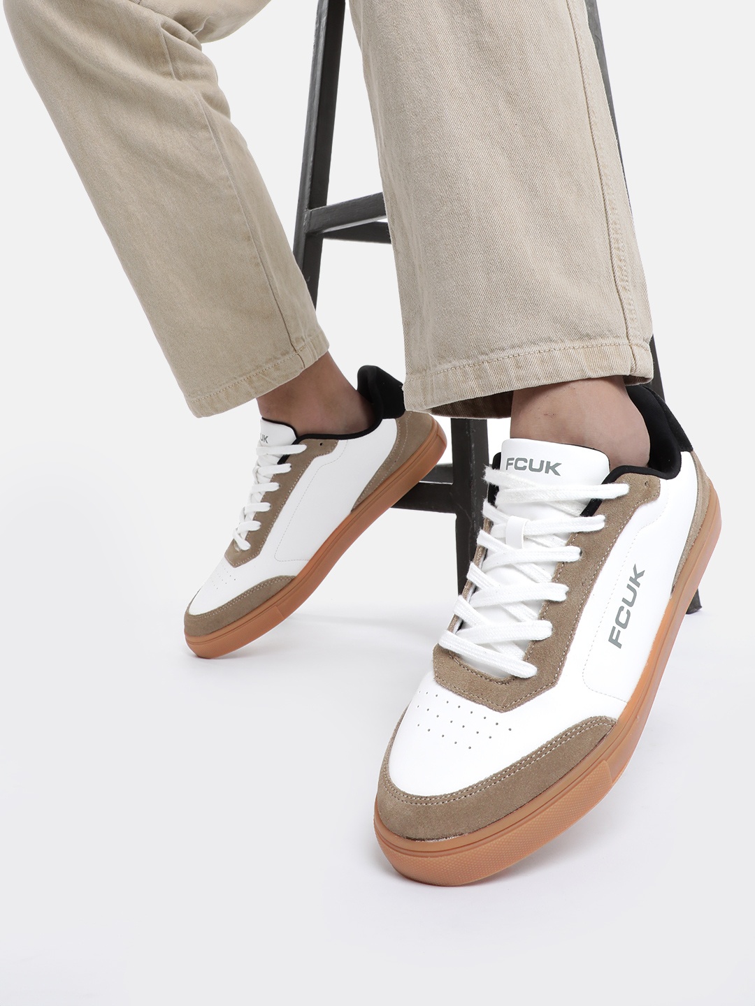 

FCUK Men Perforated Everyday Sneakers, White