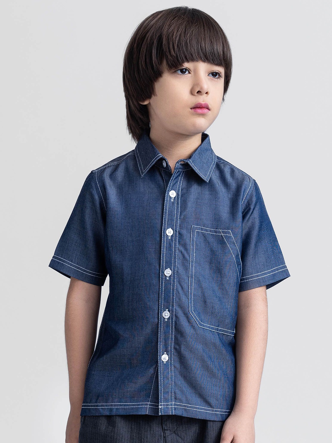 

taffykids Boys Relaxed Opaque Casual Shirt, Blue