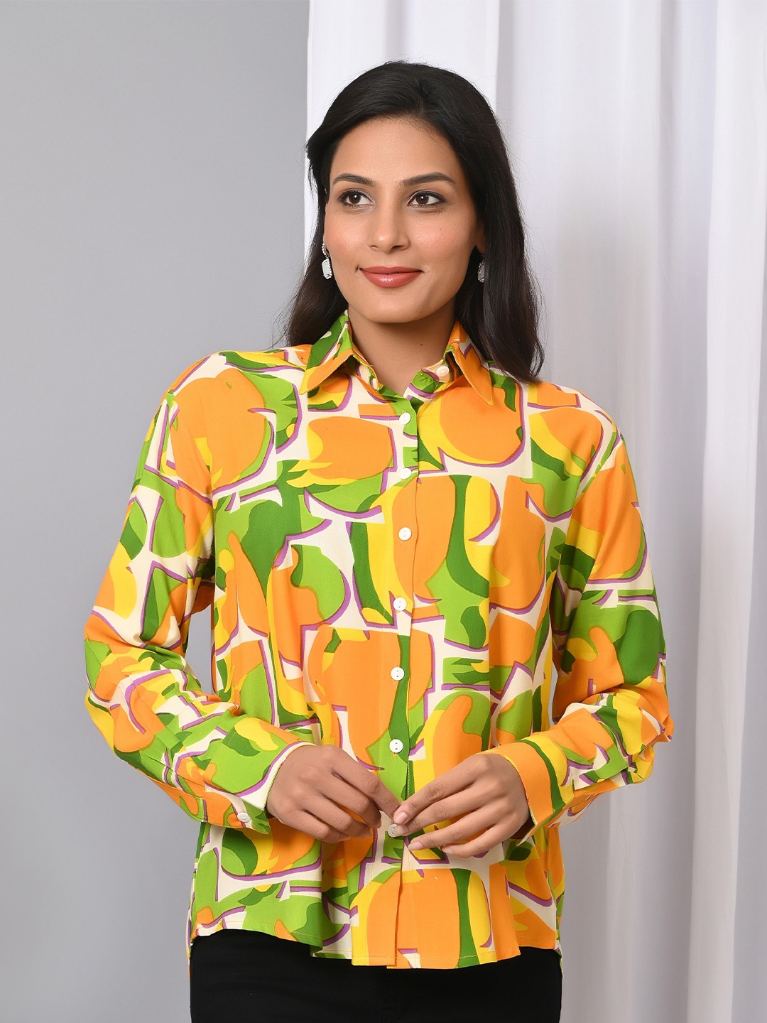 

VYMO Women Opaque Printed Casual Shirt, Multi