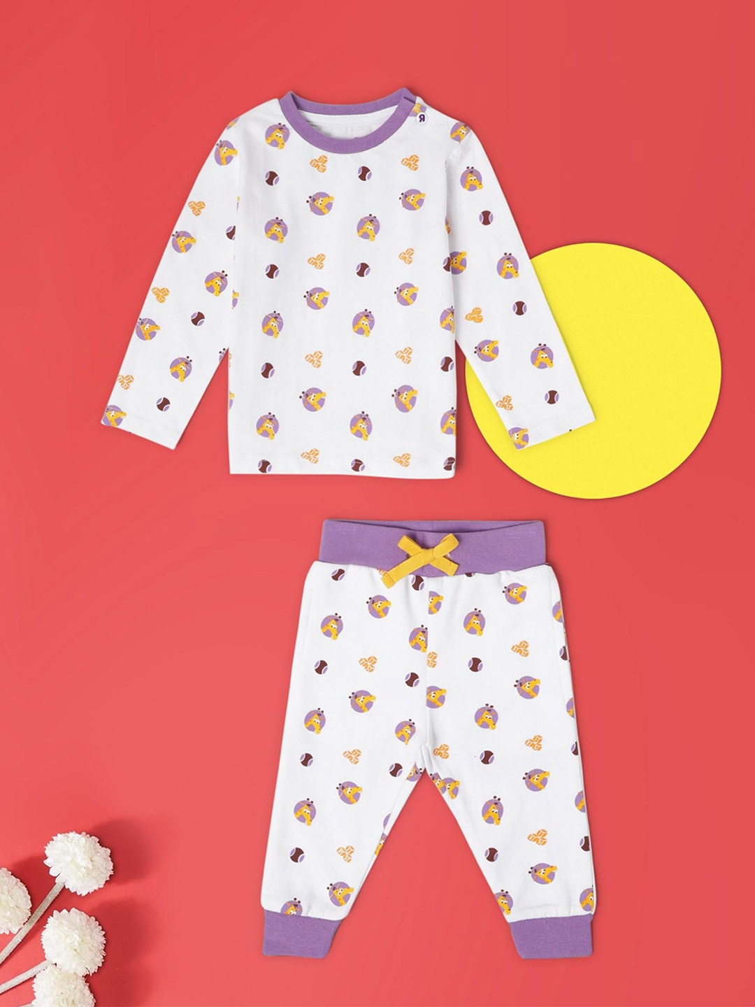 

Babies R Us Girls Geometric Printed Round Neck Sweatshirt And Joggers, White