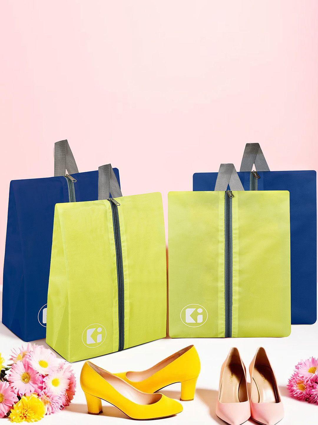 

Kuber Industries Yellow & Blue 4 Pieces Regular Travel Shoes Organisers