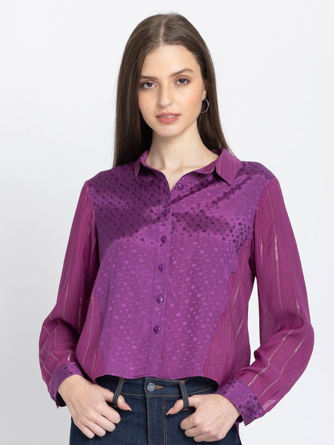 

SHAYE Women Relaxed Opaque Casual Shirt, Purple