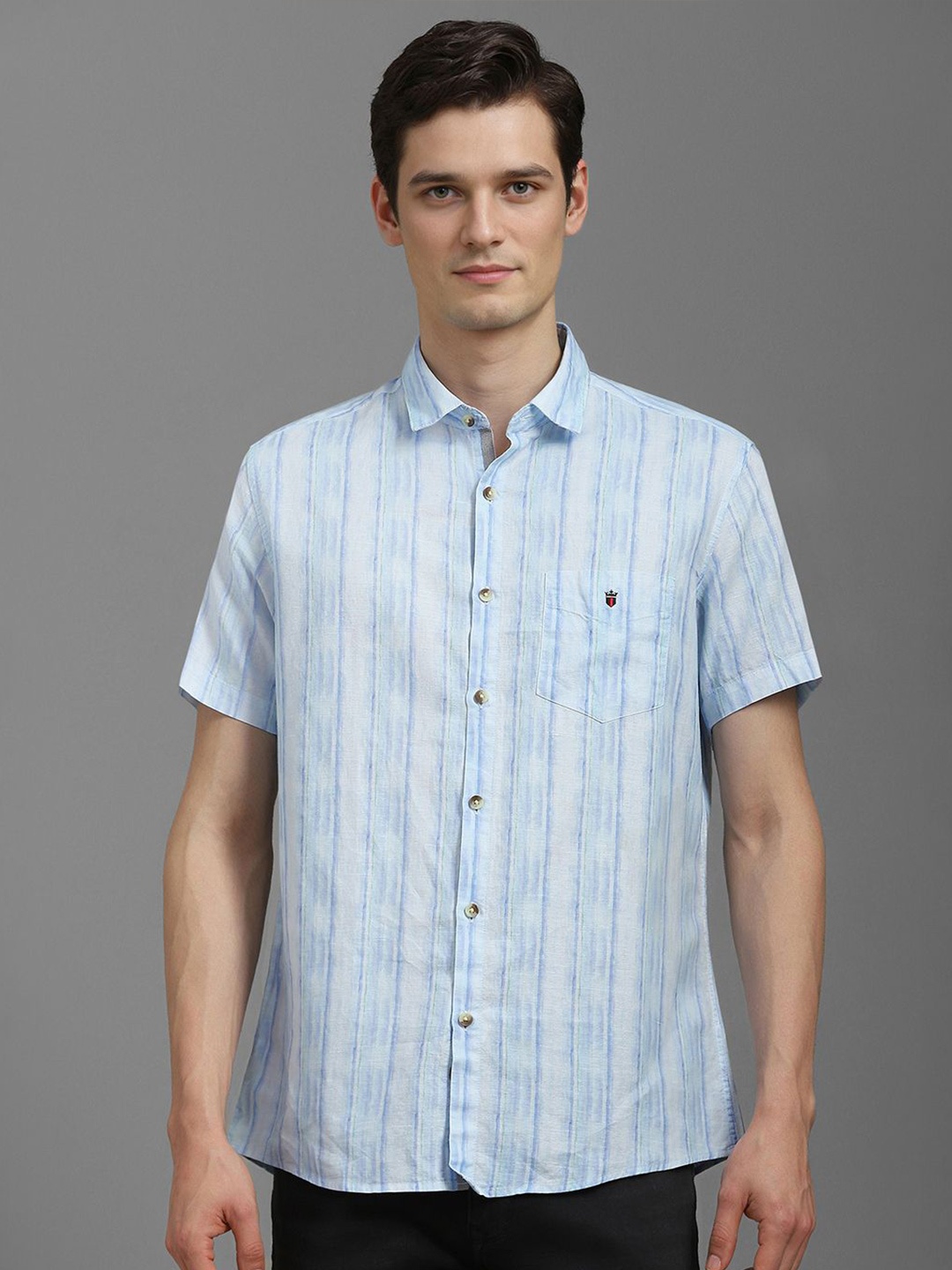 

Louis Philippe Sport Men Slim Fit Opaque Striped Casual Shirt, Blue