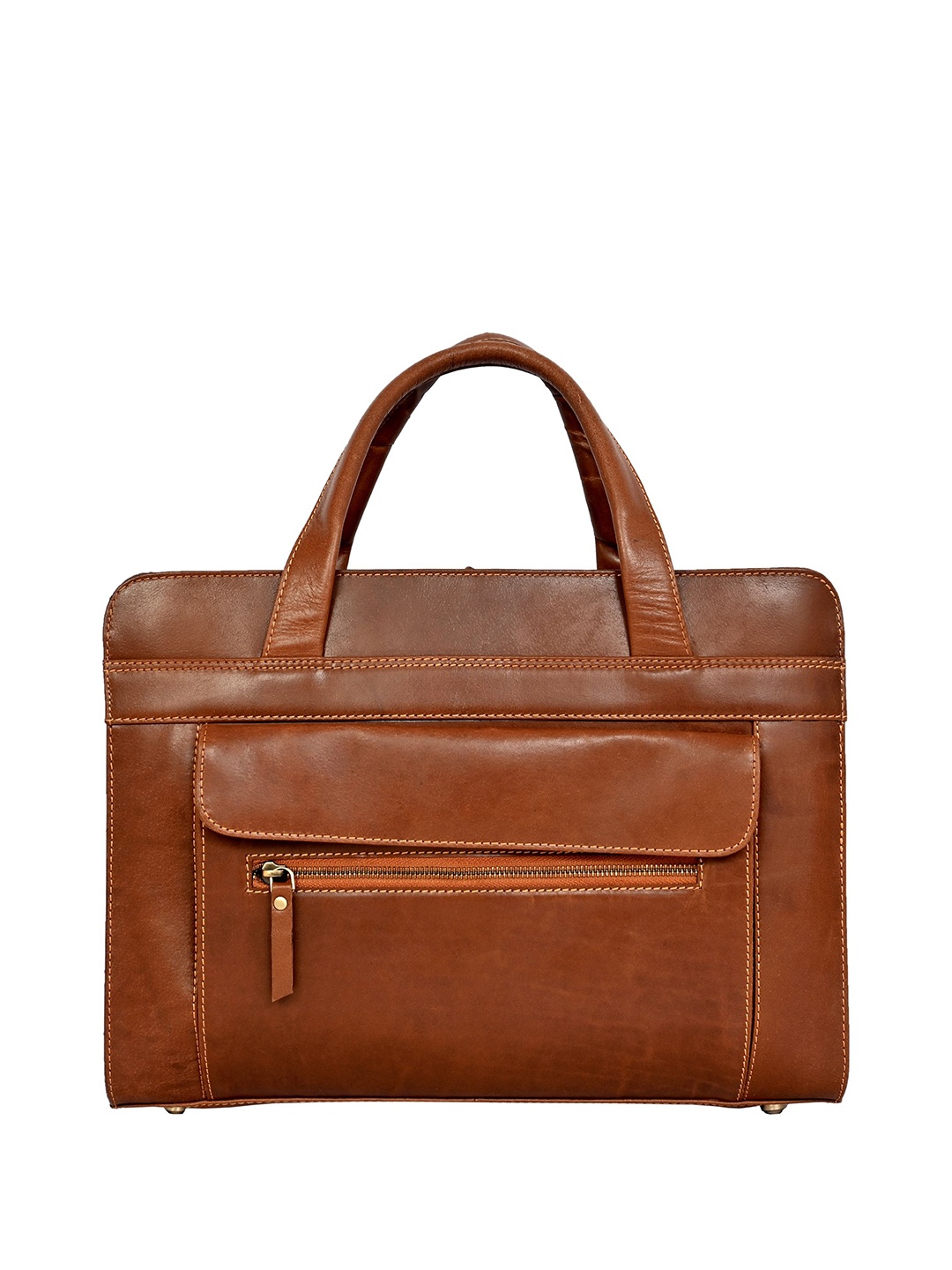 

HOUSE OF OLIVEGREEN Unisex Leather Laptop Bag, Tan