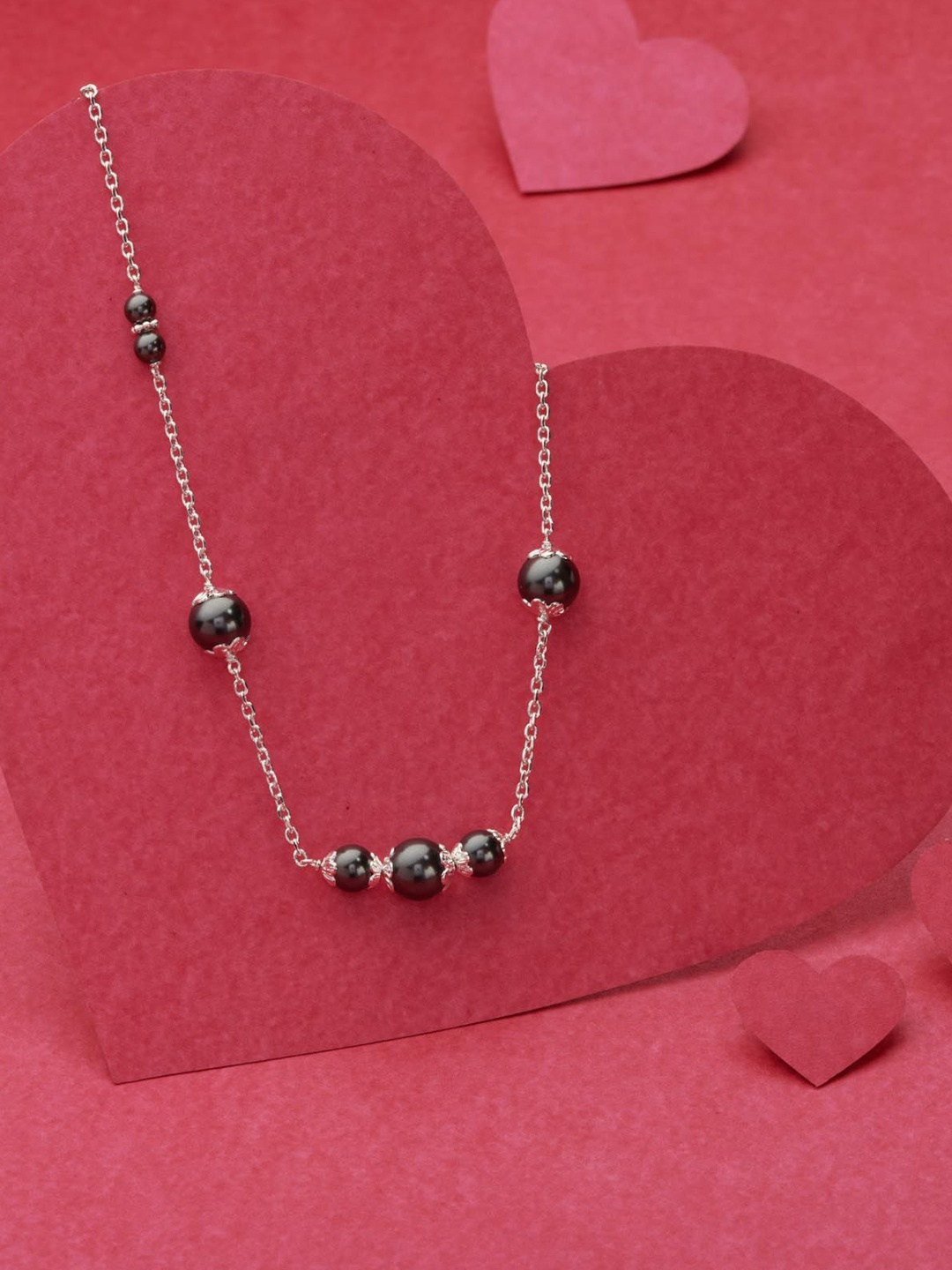 

Gargi by P. N. Gadgil & Sons 92.5 Sterling Silver Artificial Stones-Studded Necklace