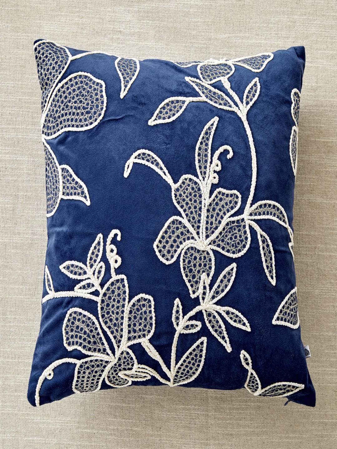 

Home Centre Endura Blue 5 Pieces Floral Embroidered Velvet Square Cushion Covers