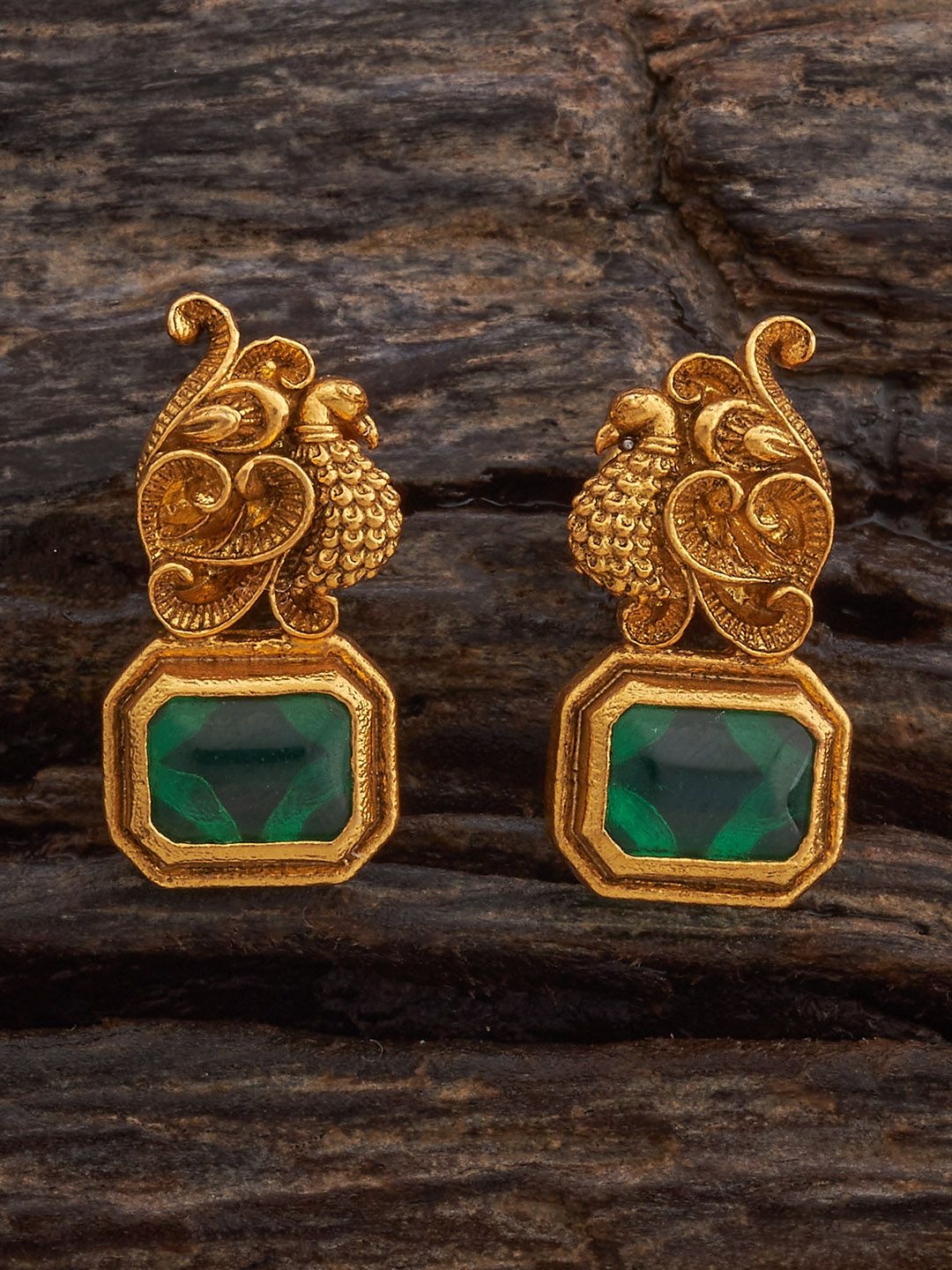 

Kushal's Fashion Jewellery 92.5 Sterling Silver Gold-Plated Geometric Temple Drop Earrings