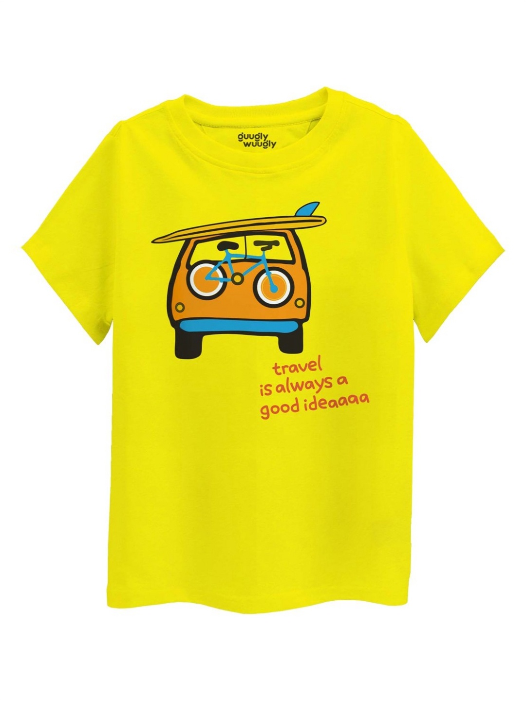 

Guugly Wuugly Boys Graphic Printed Round Neck Cotton T-shirt, Yellow