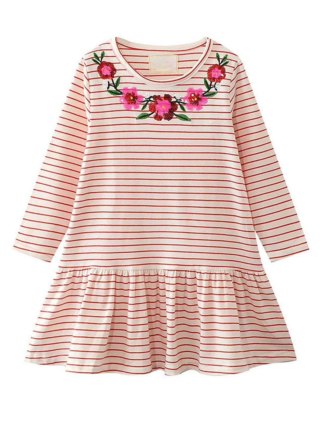 

LULU & SKY Girls Striped Drop-Waist Dress, Pink
