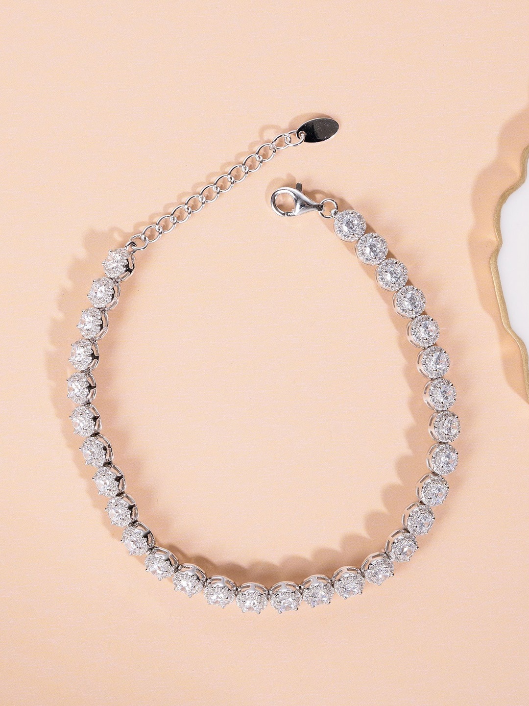 

GLYTERS Women Sterling Silver Rhodium-Plated Link Bracelet