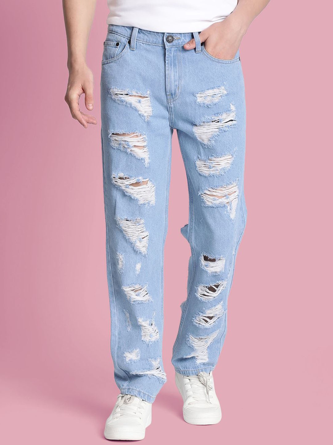 

Bene Kleed Men Relaxed Fit Highly Distressed Cotton Jeans, Blue