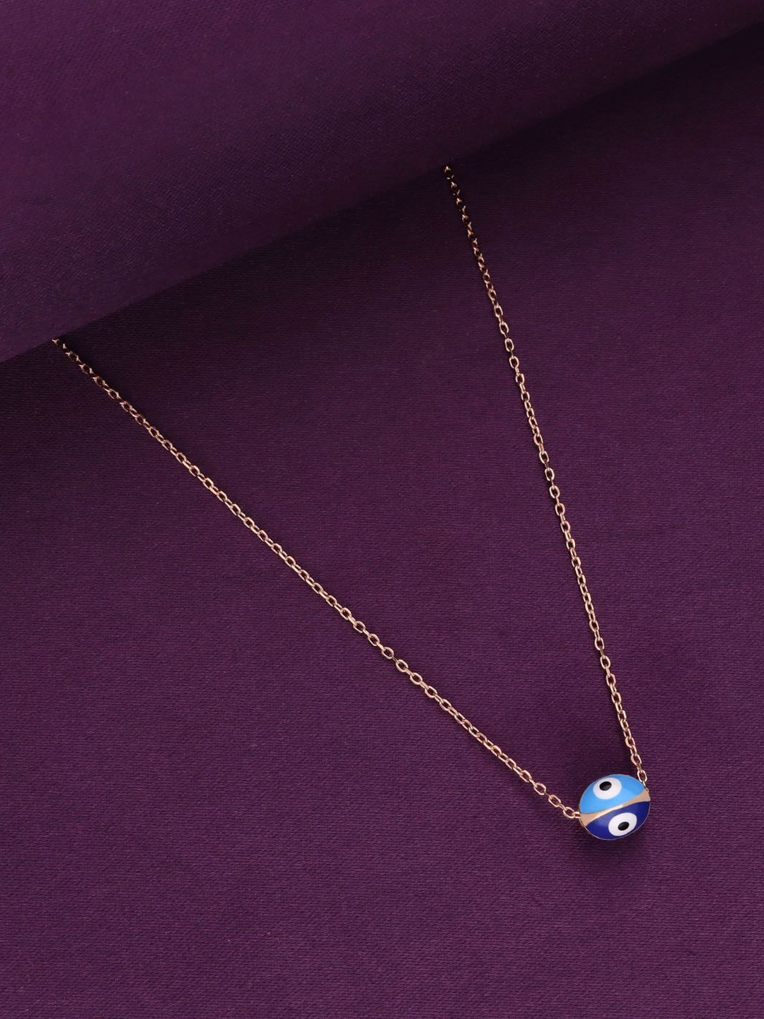 

KAI JEWEL Sterling Silver Rose Gold-Plated Evil Eye Chain Pendant