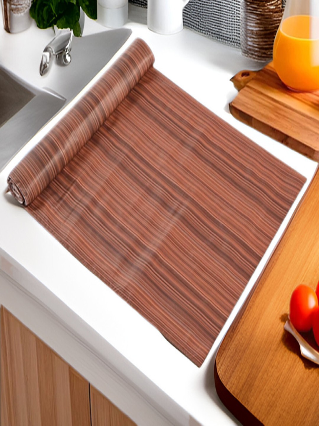 

REVEXO Brown Printed Water-Resistant Shelf Liner