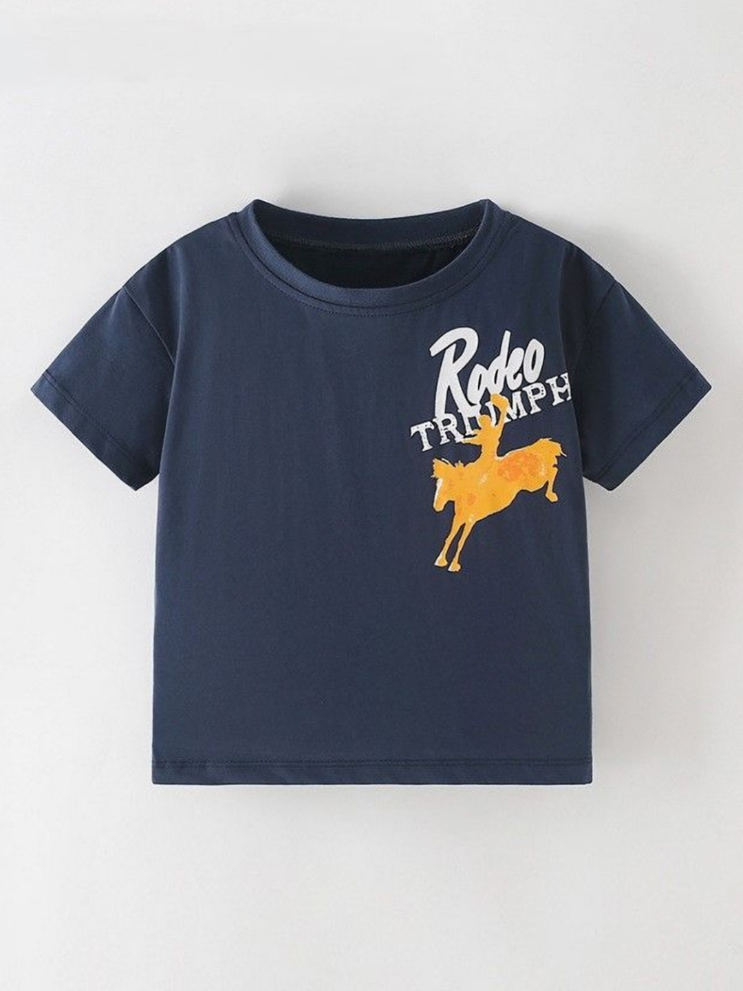 

YK Boys Graphic Printed Round Neck Cotton T-shirt, Navy blue