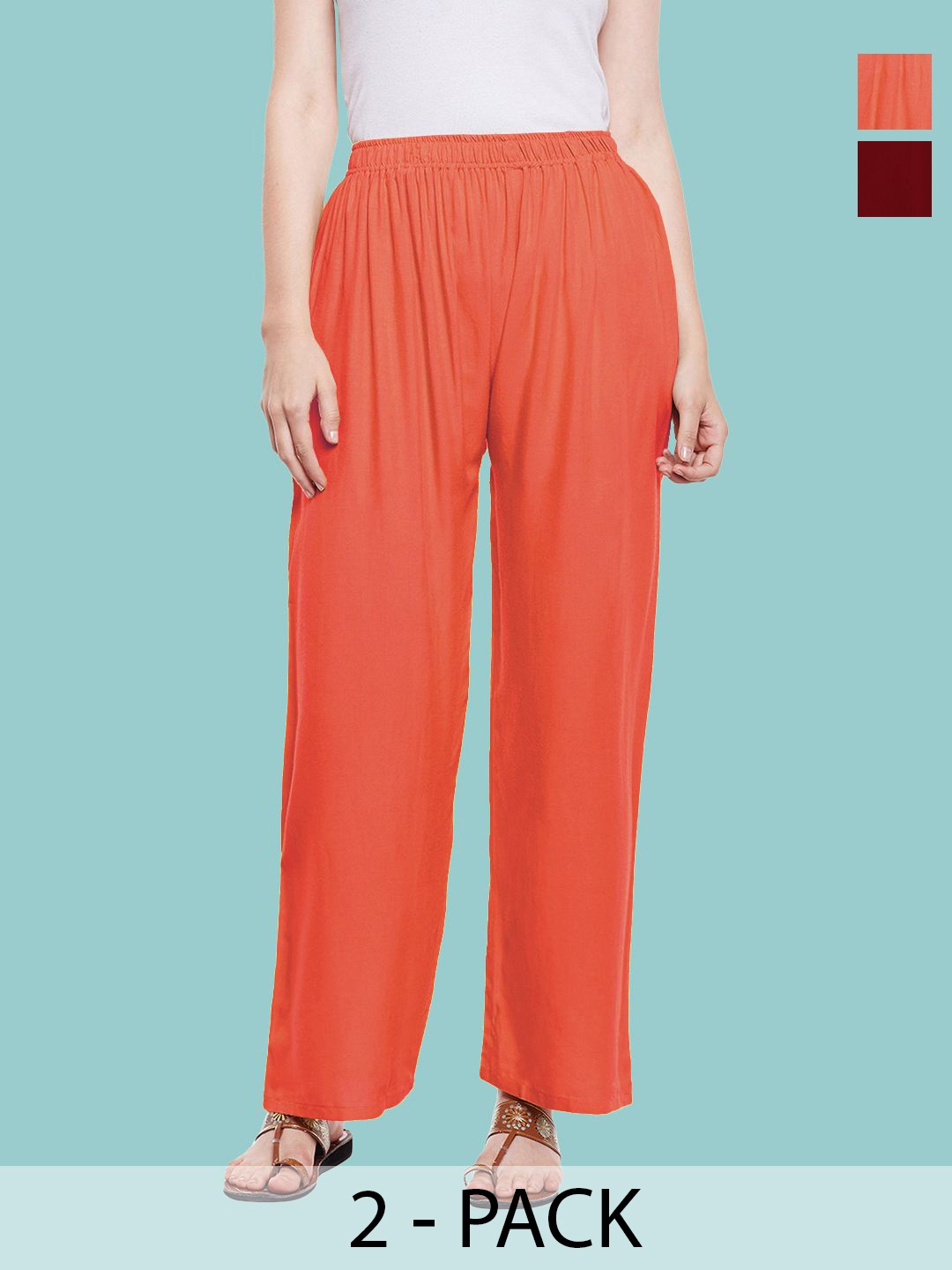 

Castle Lifestyle Women 2 Ethnic Palazzos, Peach