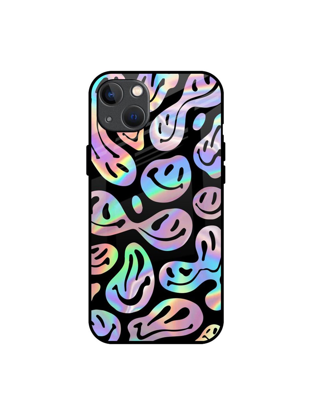 

QRIOH Acid Smile Printed iPhone 13 Back Case, Black