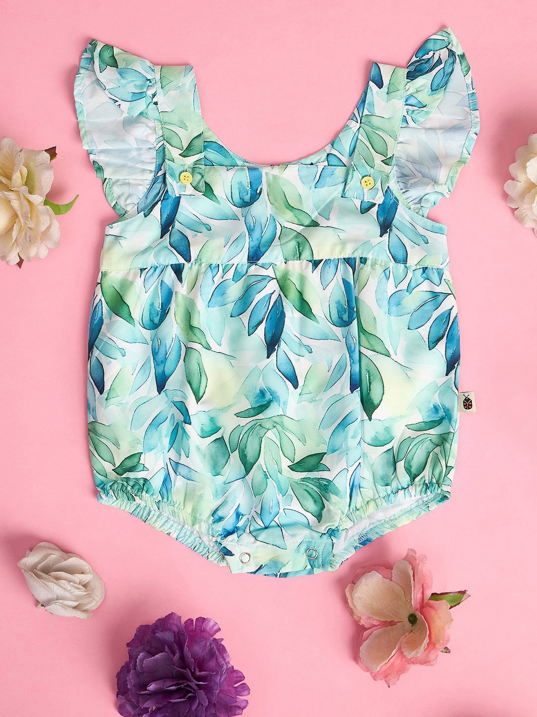 

Stylo Bug Girls Printed Romper, Green