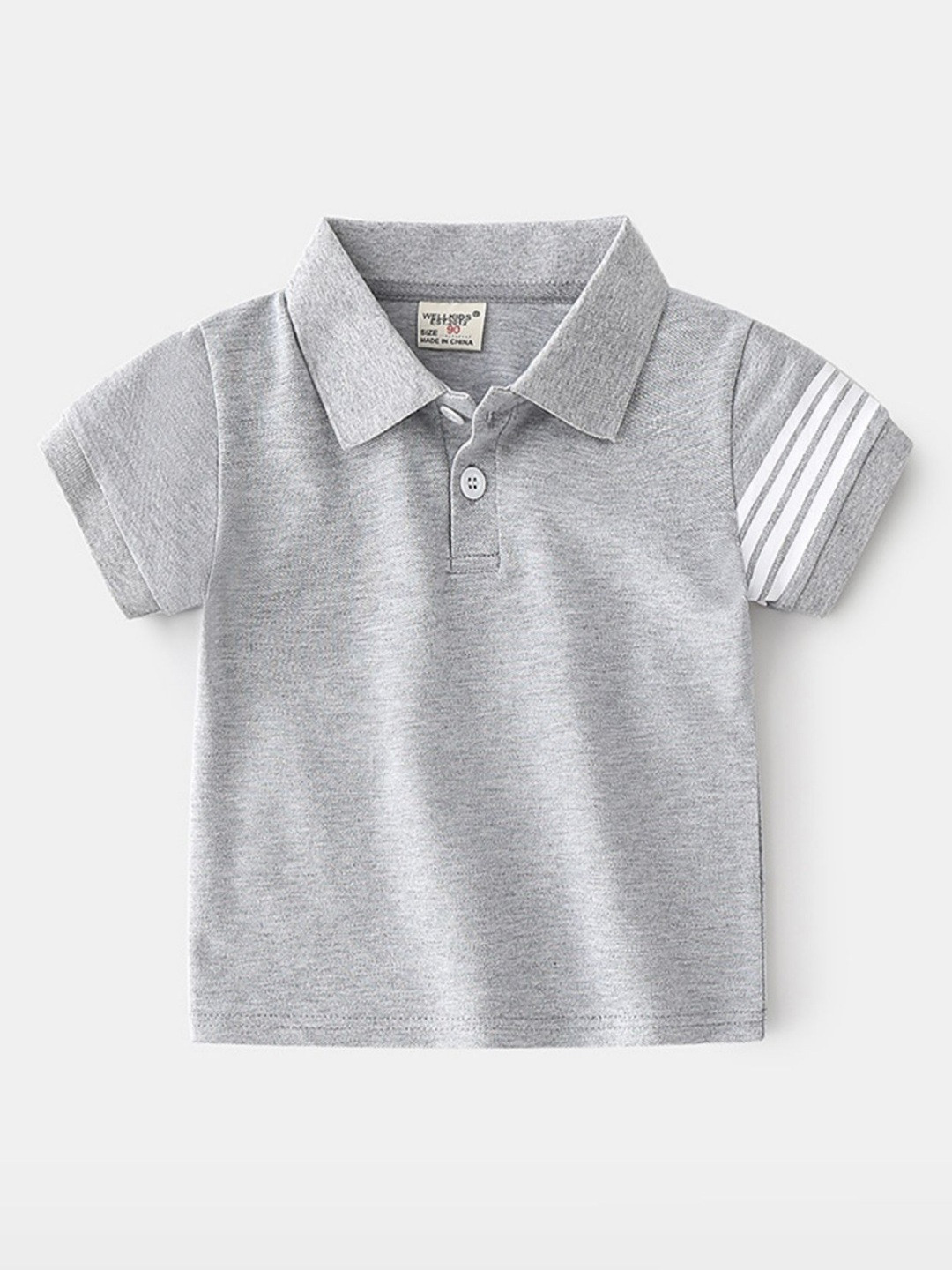 

LULU & SKY Boys Polo Collar Applique T-shirt, Grey