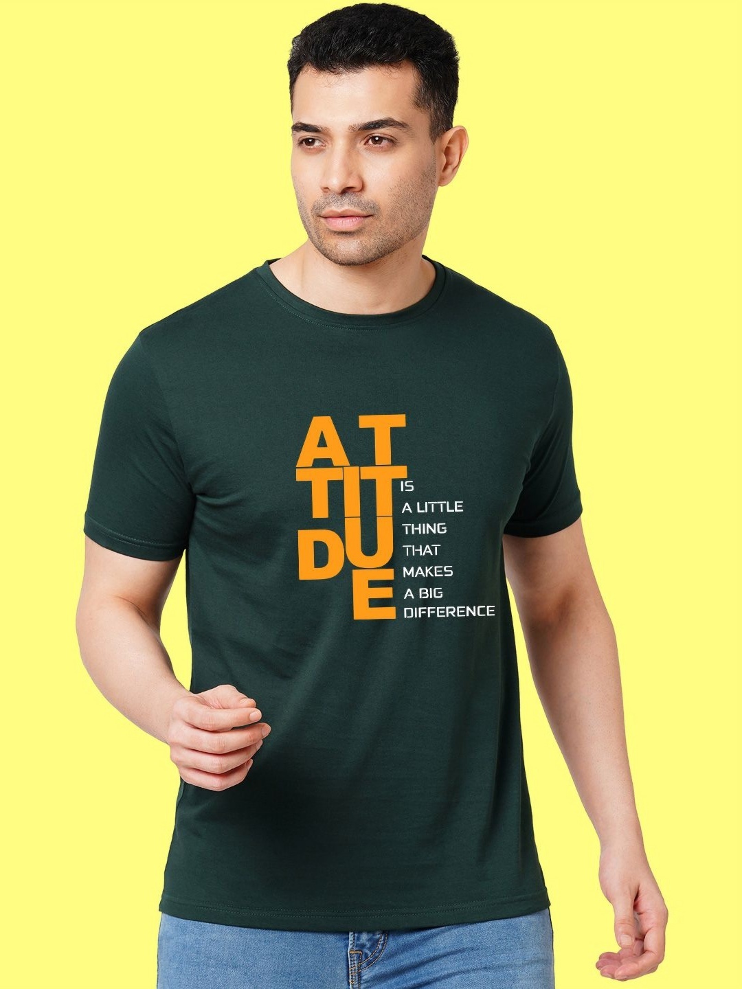 

Wear Your Opinion Men Typography Printed Round Neck Cotton T-shirt, Green
