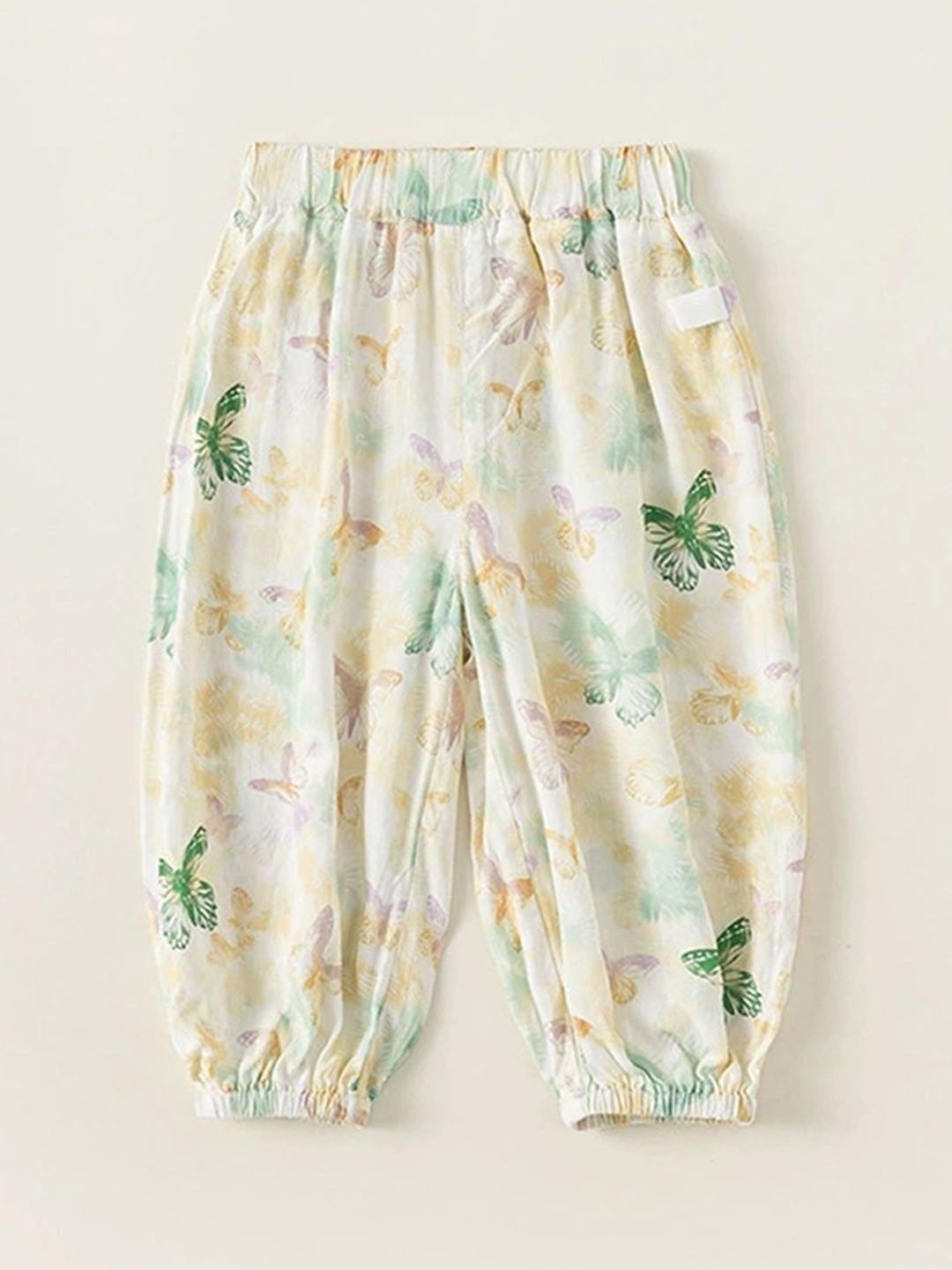

LULU & SKY Girls Floral Printed Loose Fit High-Rise Joggers Trousers, Green