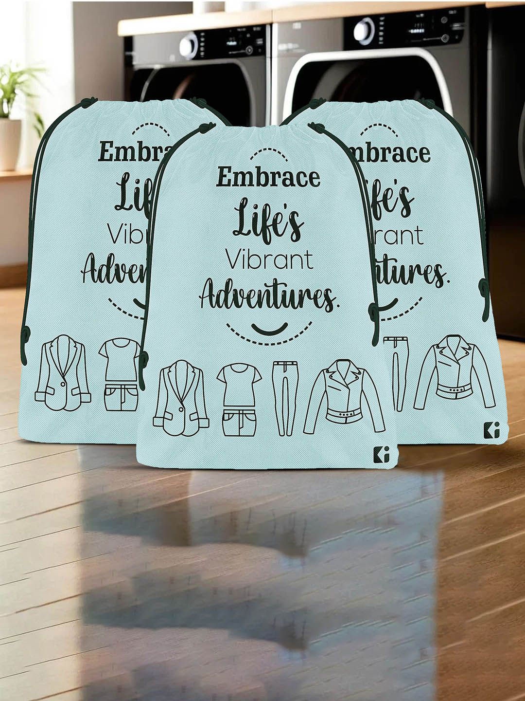

Kuber Industries Grey & Black Pack of 3 Printed Cloth Storage Bag for Travel