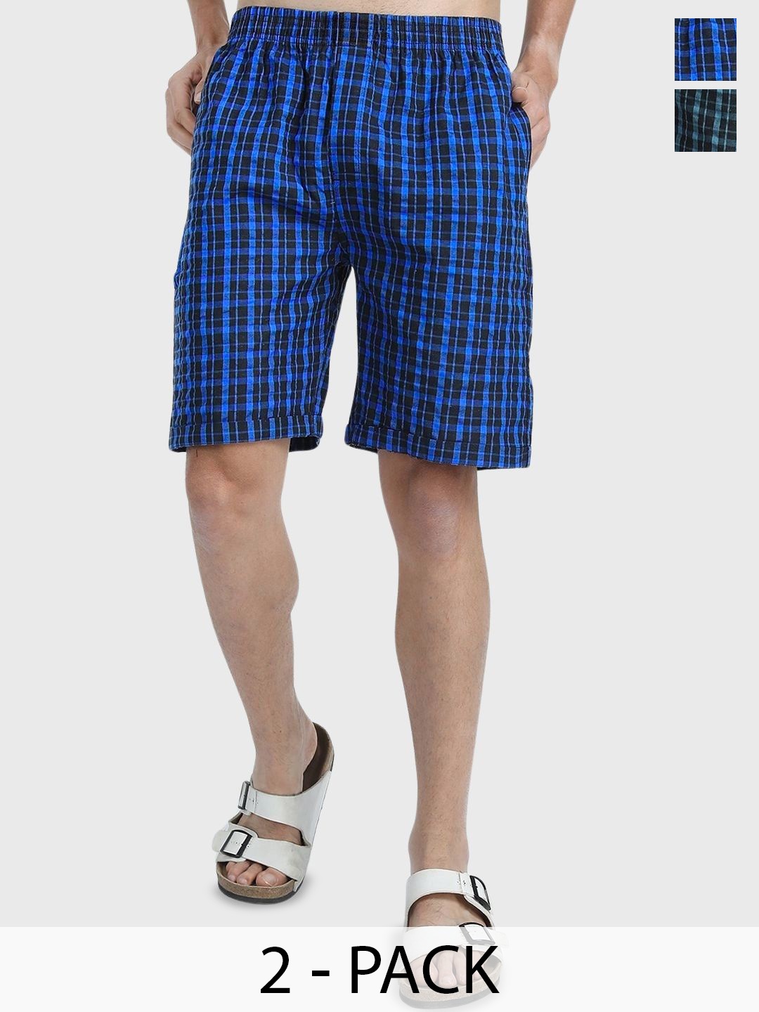 

URBANICE Men Checked Training or Gym with Technology Shorts, Blue