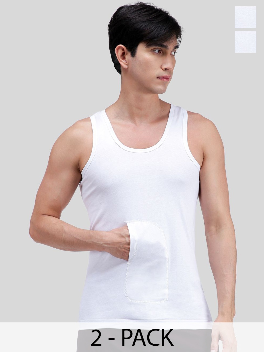 

AMUL COMFY Pack Of 2 Pure Cotton Undershirt Innerwear Vests AC-IPKTVESTRN-WHT-3XL-2PC, White